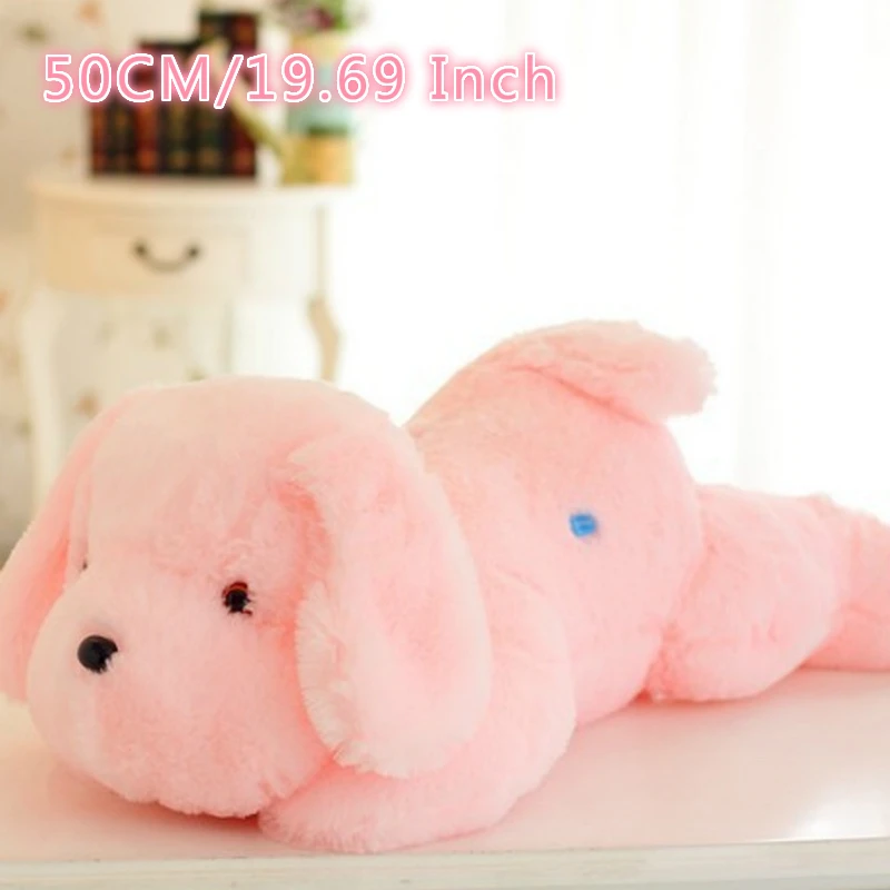 50cm Pink Dog 50 см красочные светящиеся плюшевая собака светодиодный светильник Подушка Детские Мягкие игрушки кукла животного подарок на день рождения для ребенка - Цвет: 50cm Pink Dog