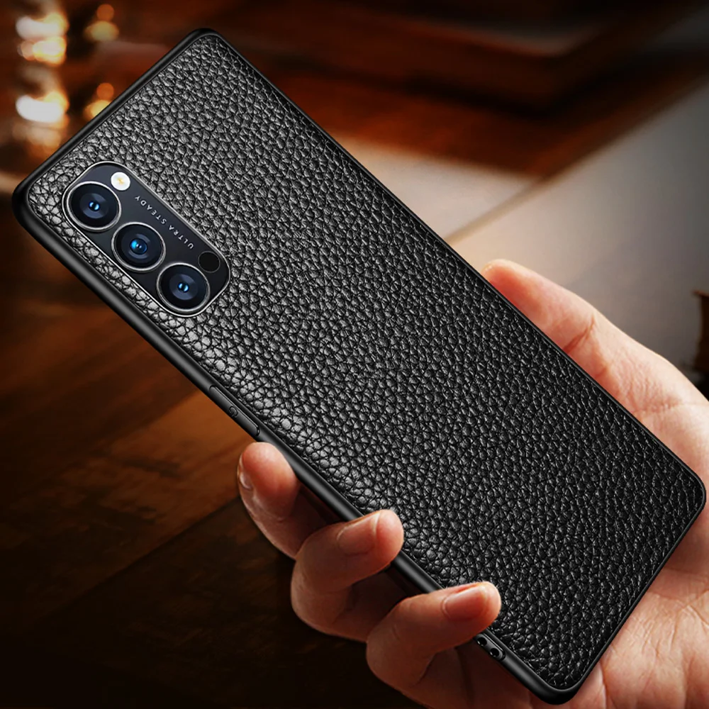 Кожаный чехол-накладка Lichee Litchi для Oppo Reno4 Reno 4 Pro Business защитный чехол | Мобильные