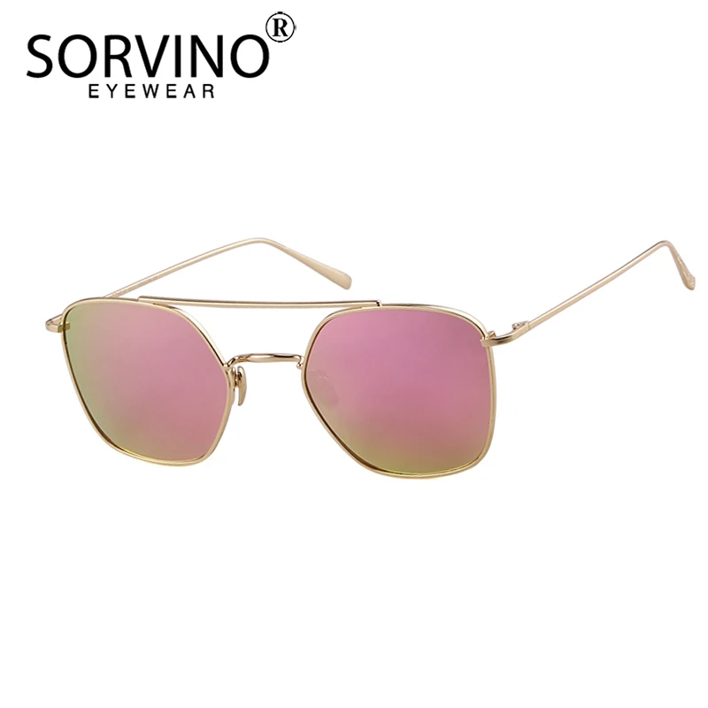 Женские солнцезащитные очки в стиле ретро SORVINO розовые зеркальные стимпанк с