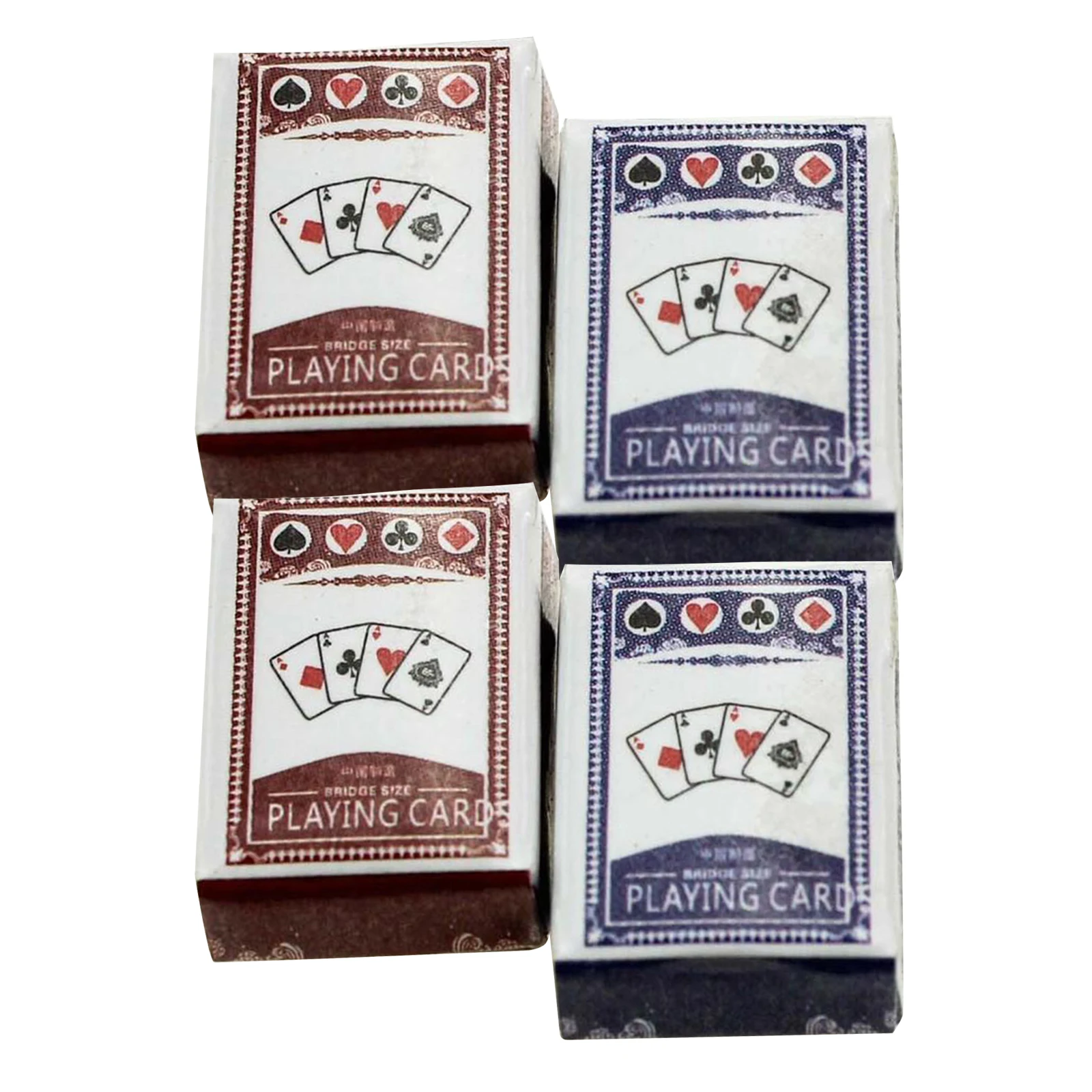 

2Sets Cute 1:12 Miniature Games Poker Mini Dollhouse Playing Cards Miniature For Dolls Accessory Home Decoration