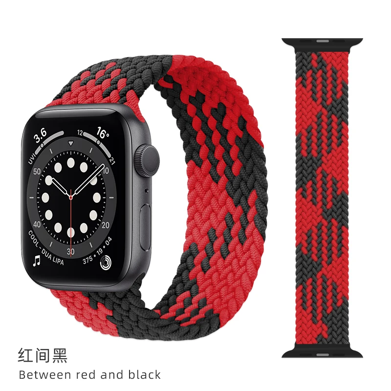 

Solo Nylon Bracelet for IWatch Series 6/5/4/3/2/1 Elastic Braid Sports Strap Apple Watch Band 44mm 40mm 38mm 42mm