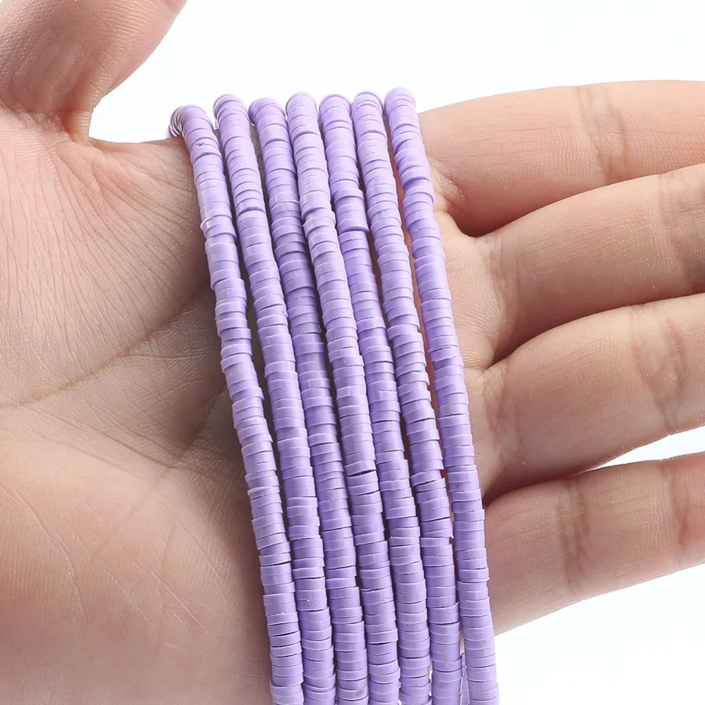 4 мм 6 фиолетовые глиняные бусины плоские круглые дисковые россыпью полимерные