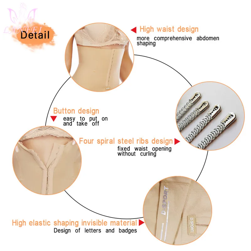 LANFEI 2PCS/Set Tummy Control Panties Waist Trainer Body Shaper Women Seamless Trimmer Shorts Butt Lifter Wedding Shapewear Hook