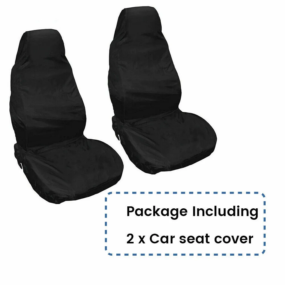 

2Pcs Heavy Duty Front Seat Covers Universal Car Van Black Waterproof Protectors