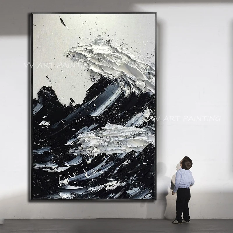 

Abstract Thick Ocean Wave Large Sizes 100% Handmade Paintings Wall Pictures Art Wall Artwork For reading Room Decoration Gift