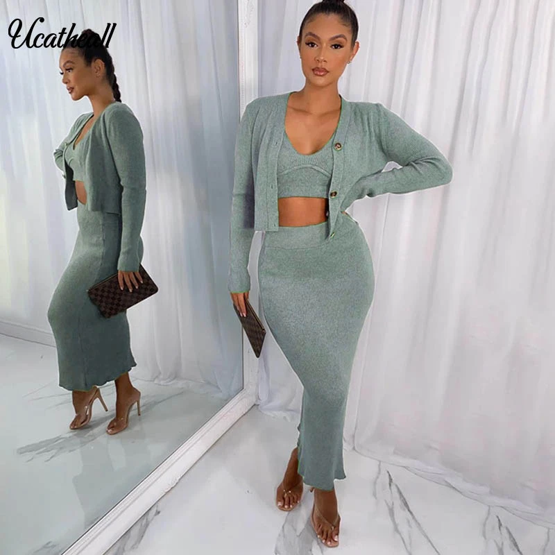 Осенний женский элегантный комплект из двух предметов с юбкой укороченный топ