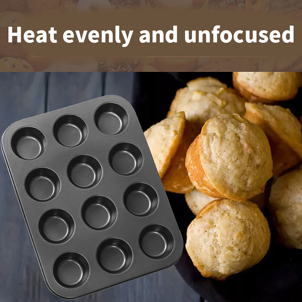 

12 Holes Cupcake Baking Tray Cake Mould Plate Tray Stainless Steel Non-Stick Pudding Steamed Cake Mold Baking Tool Kitchen Tool