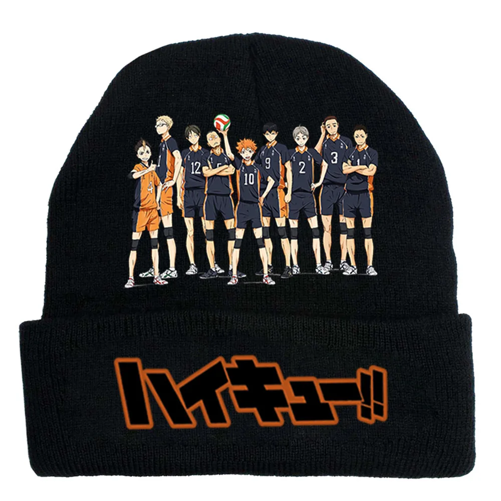 Новая мультяшная шапка с аниме-фигуркой Haikyuu для мужчин и женщин вязаная аниме