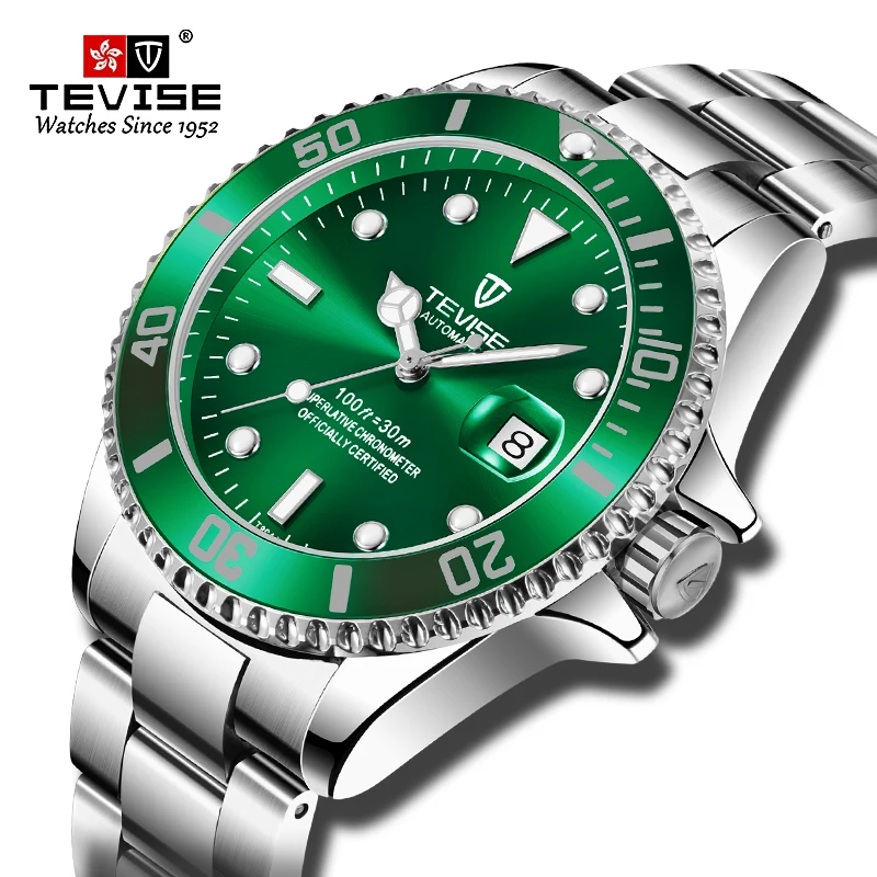 Мужские автоматические механические часы TEVISE со стальным браслетом модные