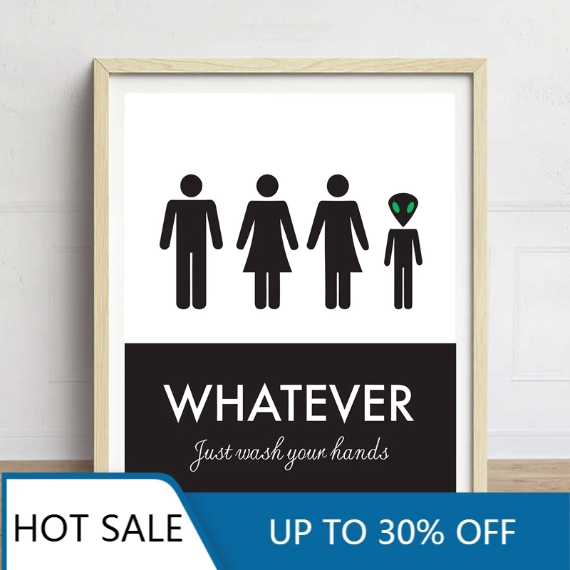 Забавный унисекс знак туалета печать на стене искусство холст картина плакат