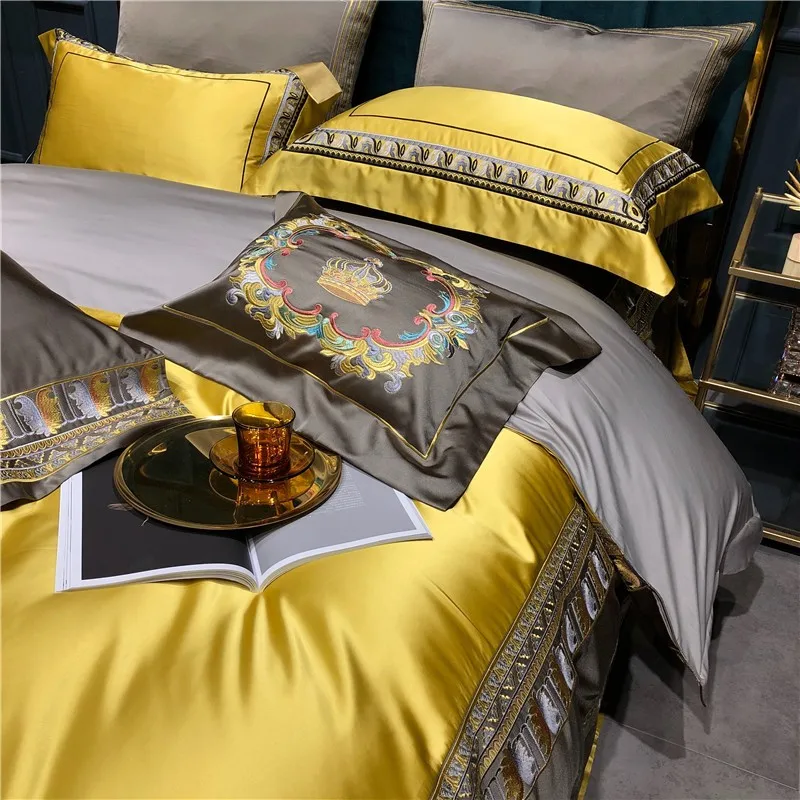 

4/6/10Pcs Luxuious Duvet Cover Set 800tc Satin like Silk and Cotton Bedding Set Queen King size Bedspread Bed Sheet Pillowcases