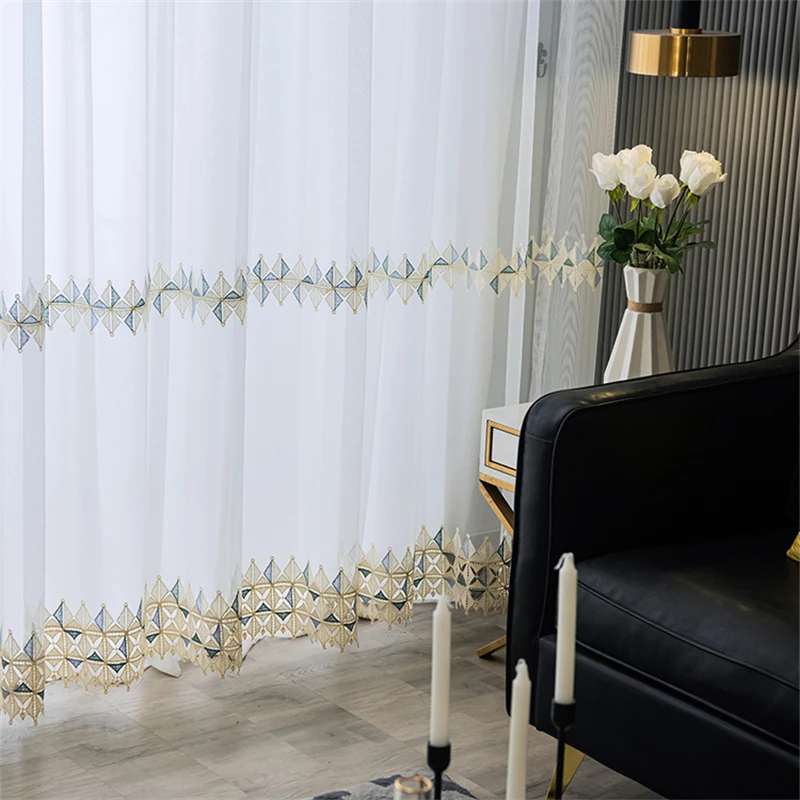 

White Embroidery Tulle Curtains for Living room Bedroom Sheer Voile Window Curtains for Kitchen Blinds Drapes Home Decor