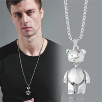 cute bear necklace woman girls gift animal bear pendant 24 8 inch stainless steel chain neck jewelry accessory