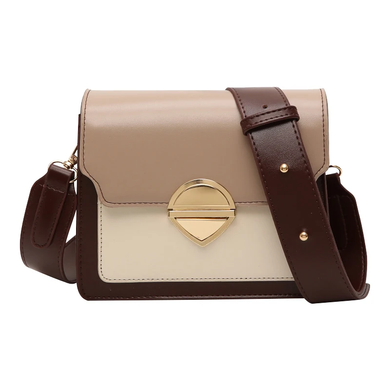 

[BXX] Ladies Vintage PU Leather Contrast Color Bag Women 2021 Fashion Branded Shoulder Hand Bag Lady Trend Handbags Purses CB670