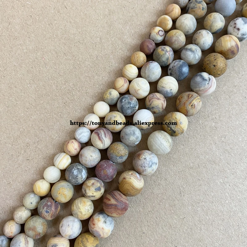 

Natural Stone Matte Crazy Agate Round Loose Beads 15" Strand 4 6 8 10 12MM Pick Size For Jewelry Making DIY