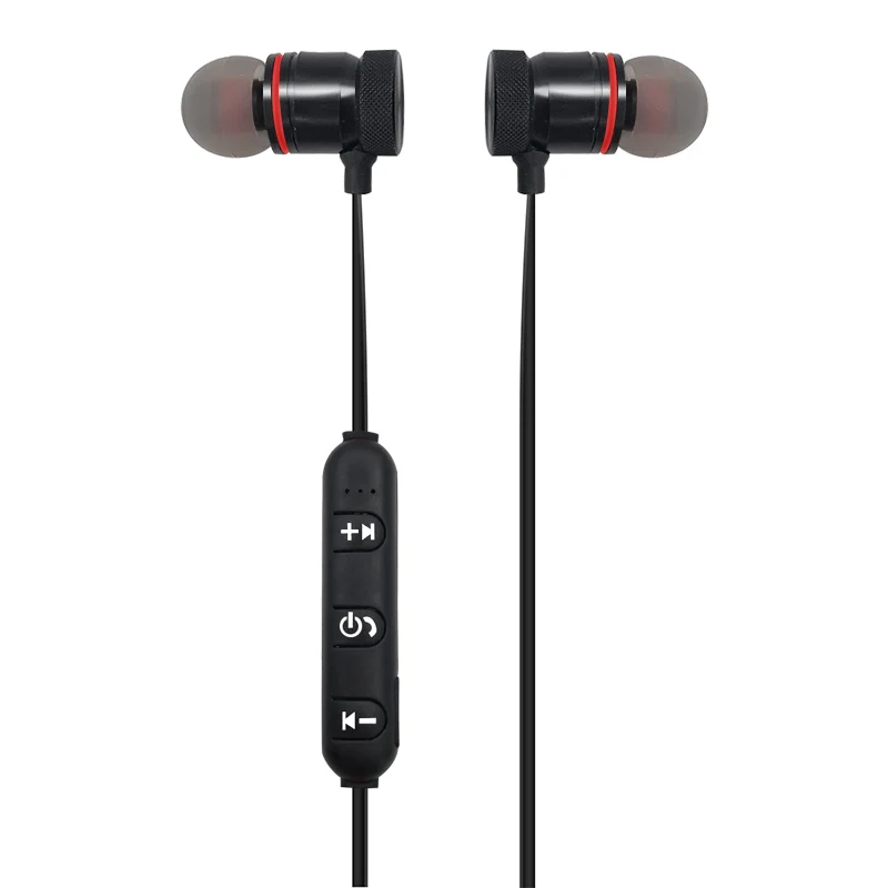 Bluetooth наушники Металлические Спортивные Беспроводные наушники защита от пота магнитные наушники стерео гарнитура для мобильного телефона C312 - Цвет: Black