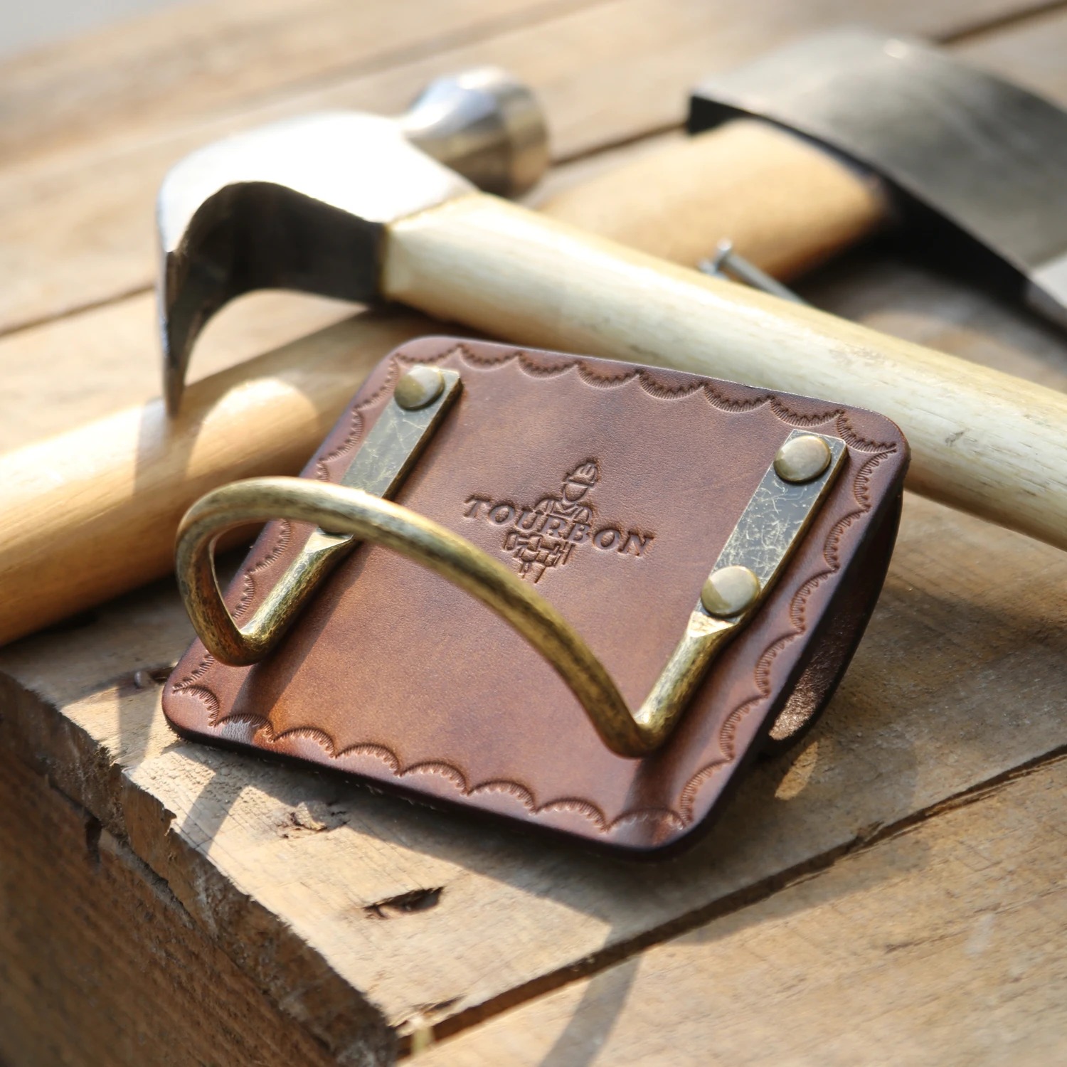 Tourbon натуральная кожа сверхпрочная стальная петля топор молоток держатель Слот