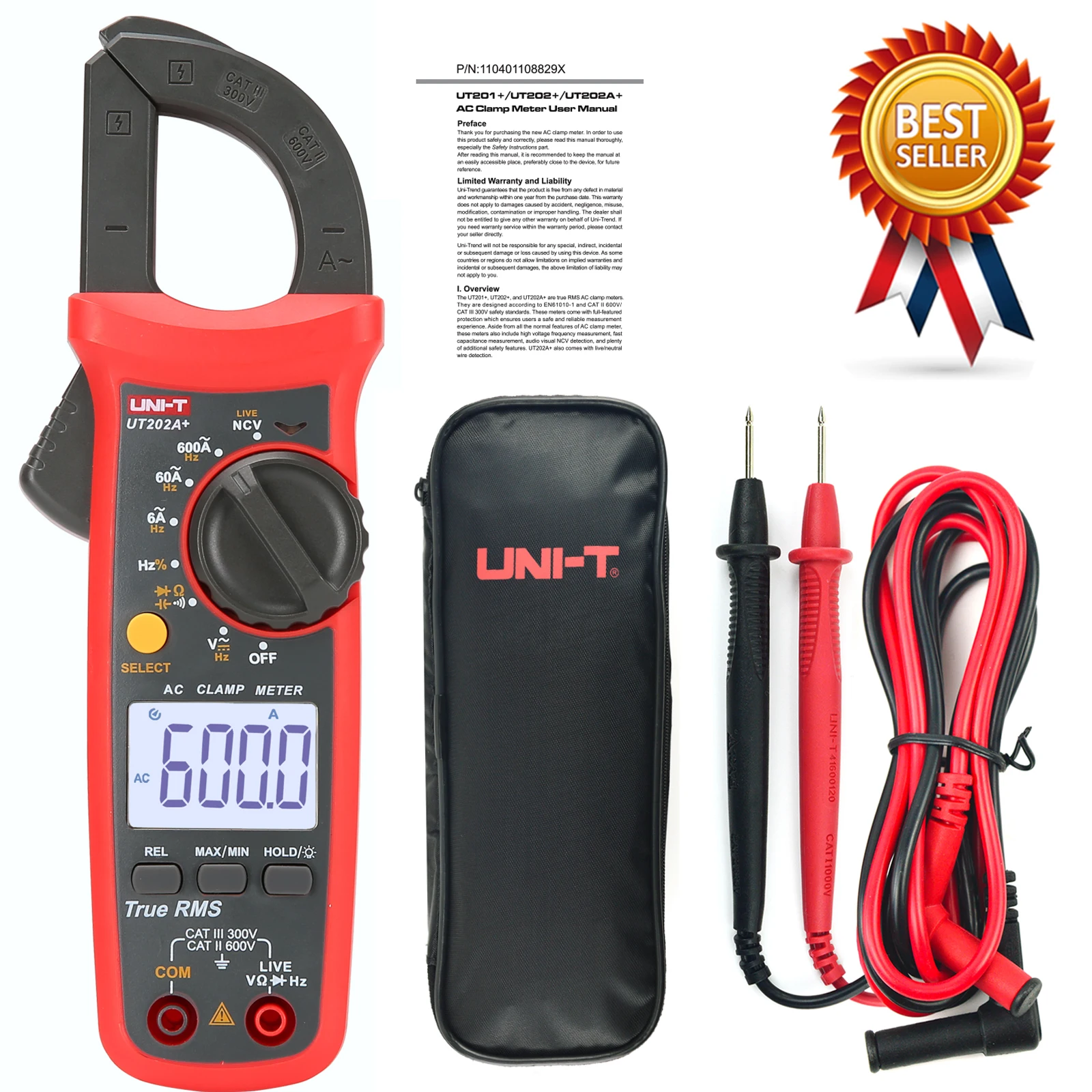 UNI-T UT202A + 600A измеритель зажима 600 в вольтметр Автоматический диапазон True RMS