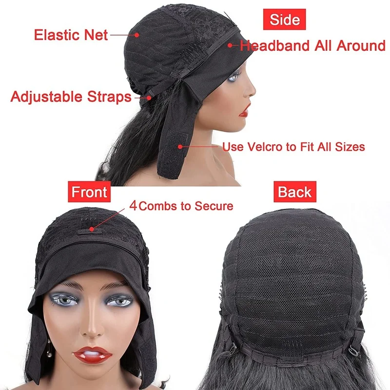 Kinky Straight Headband Wig For Black Women Synthetic Brazilian Hair Wigs Yaki Head Band On Sale Looks Natural | Шиньоны и парики