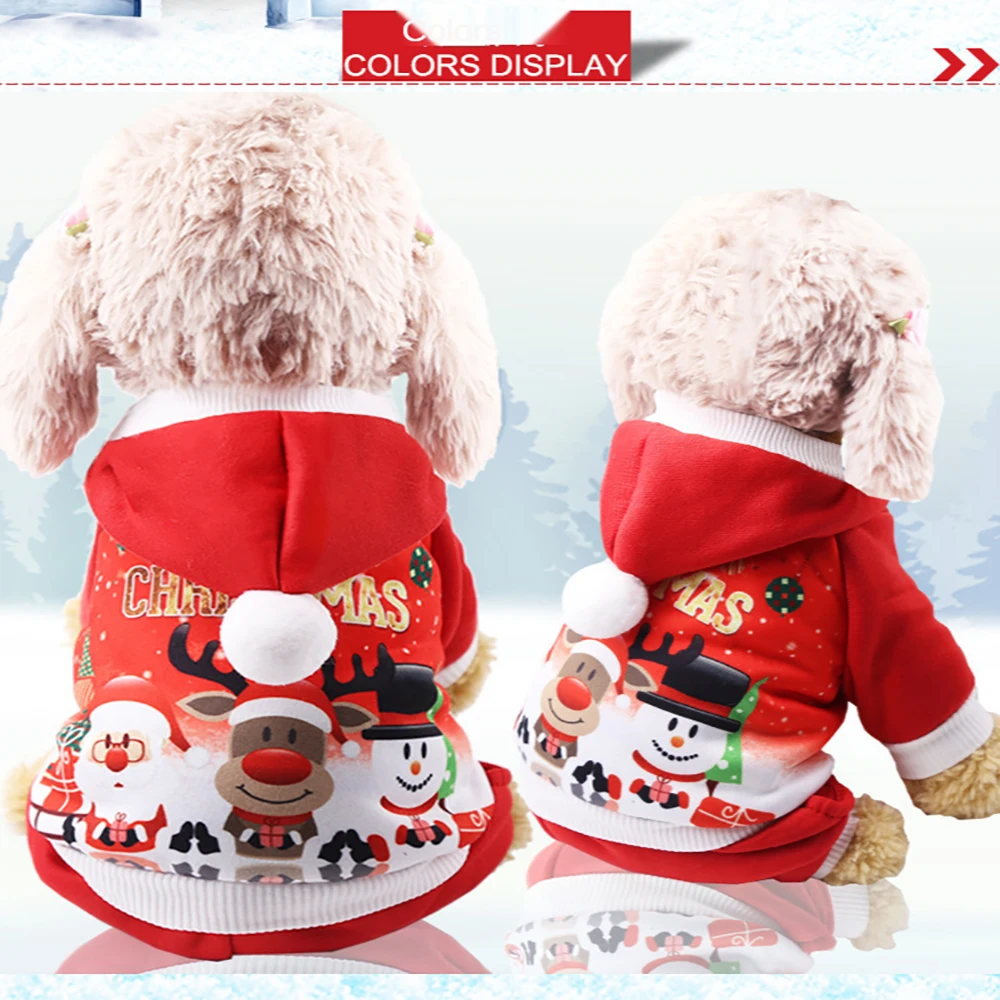 

Dog Clothes Christmas Small Dogs Cat Four Legs Santa Claus Snowman Moose Hoodie Costume for Pets Clothing Jacket Coat