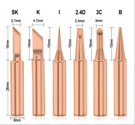 

Наконечник паяльника из чистой меди 900M-T, 5 шт./6 шт., бессвинцовые наконечники паяльника, сварочная головка, инструмент для пайки BGA