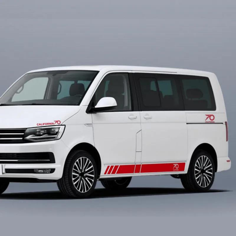 

California Edition 70 Years Side Stripe Creative Vinyl Decal Car Body Decor Stickers For-Volkswagen Multivan T5 T6
