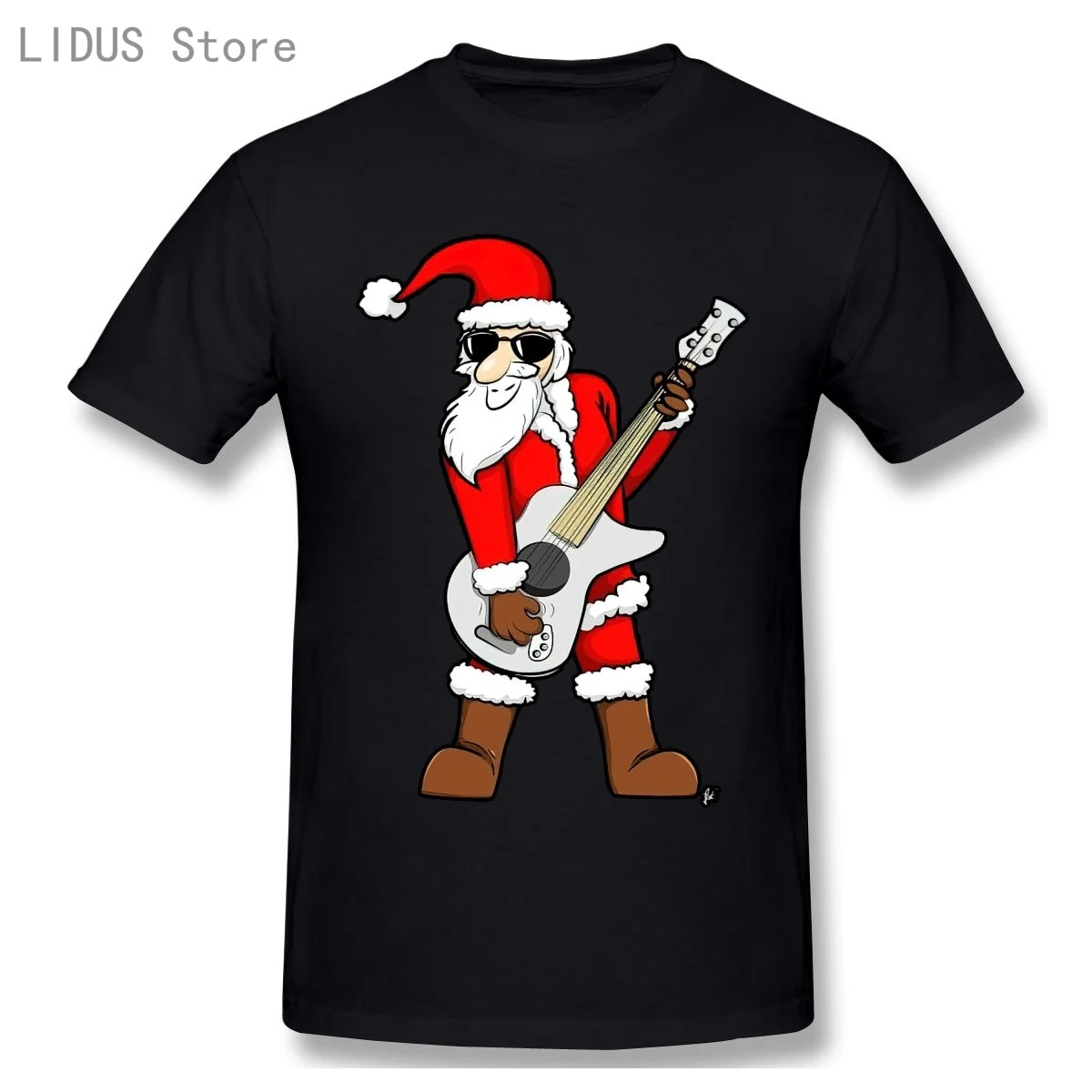 

New Rock Star Santa Claus Father Christmas T Shirt Rocking Cool Mens T-Shirt O-Neck Oversize Style Tee Shirts Styles TShirt