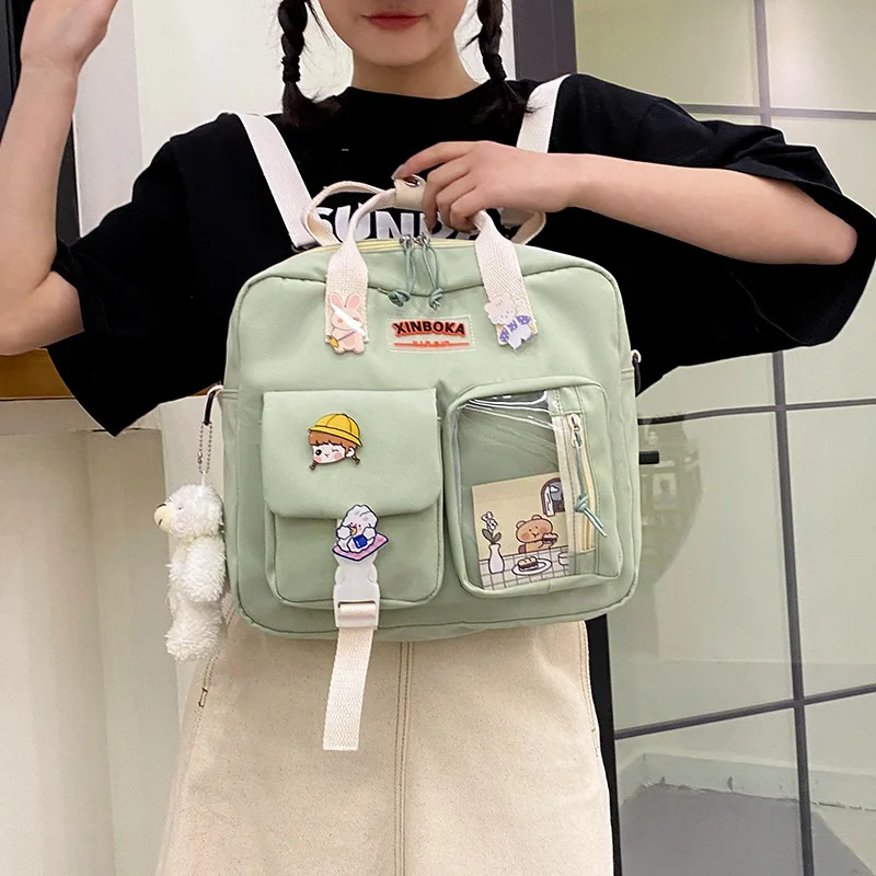 Japanese large-capacity cute bag female Korean version of shoulder messenger bag fashion ins student campus portable book bag