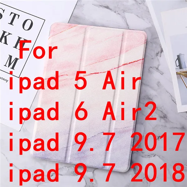 Для iPad 9,7 чехол ТПУ Мрамор из кожи с натуральным лицевым покрытием смарт-крышка для iPad 5/6 Air 2 Mini 1/2/3, iPad 2/3/4 Pro 10,5 мини 4/5 чехол - Цвет: pink