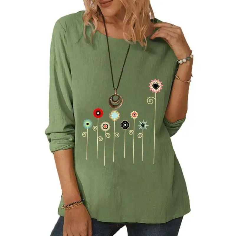 

Womens Ladies Long Sleeve Floral Printed T-Shirt Casual Loose Fit Blouse Tops