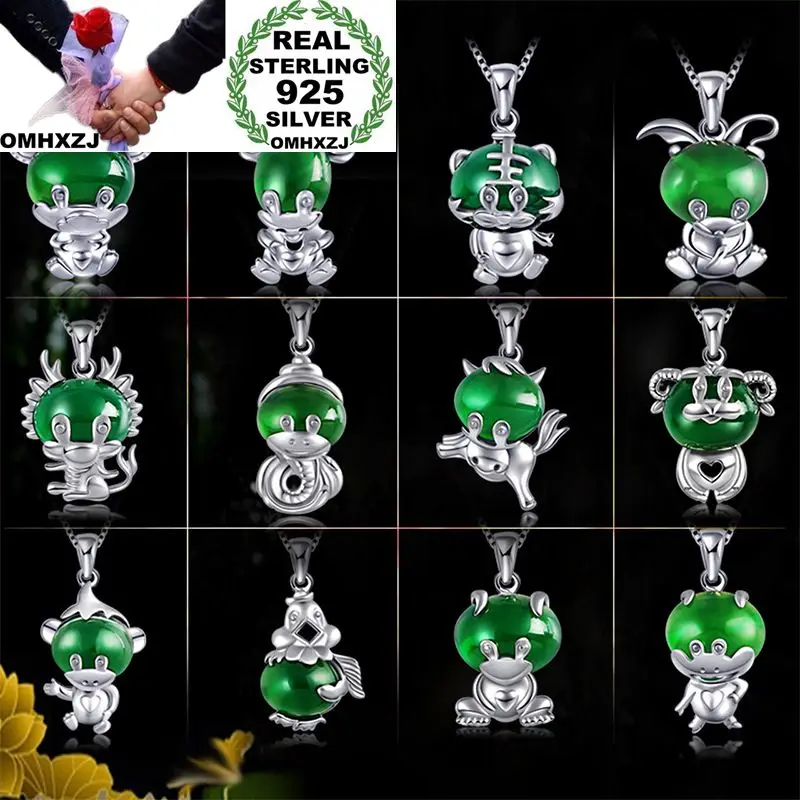 

OMHXZJ оптовая продажа, Европейская мода, женские вечерние, подарок, животные, халцедон, серебро 925 пробы, ожерелье, подвеска, шарм, CA98