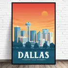 Холщовая картина с изображением Далласа и Техаса для путешествий, настенный плакат с современным минималистичным декором для спальни, гостиной