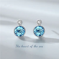 s925 sterling silver ear studs women austrian crystal fashion all match earrings heart of the sea earrings for women jewelry
