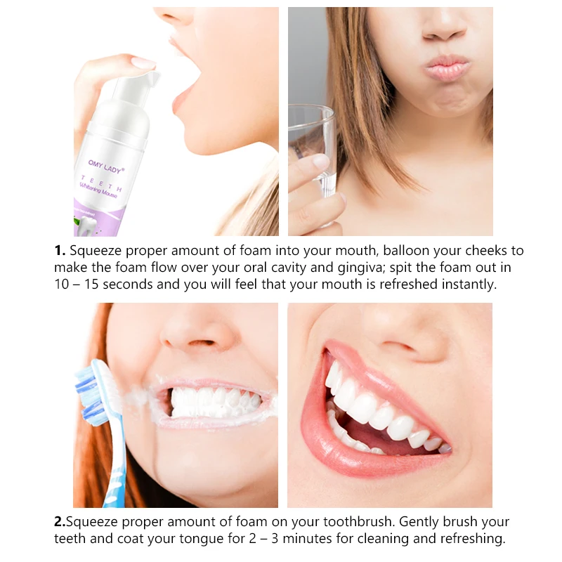 

OMY LADY Whitening Teeth Cleaning Mousse Fresh Shining Green Tea Toothpaste Removes Plaque Stains Bright Teeth Portable Dental