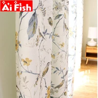american pastroal bird print design half blackout curtains for living room window screen bedroom tulle curtain fabric drapes 40
