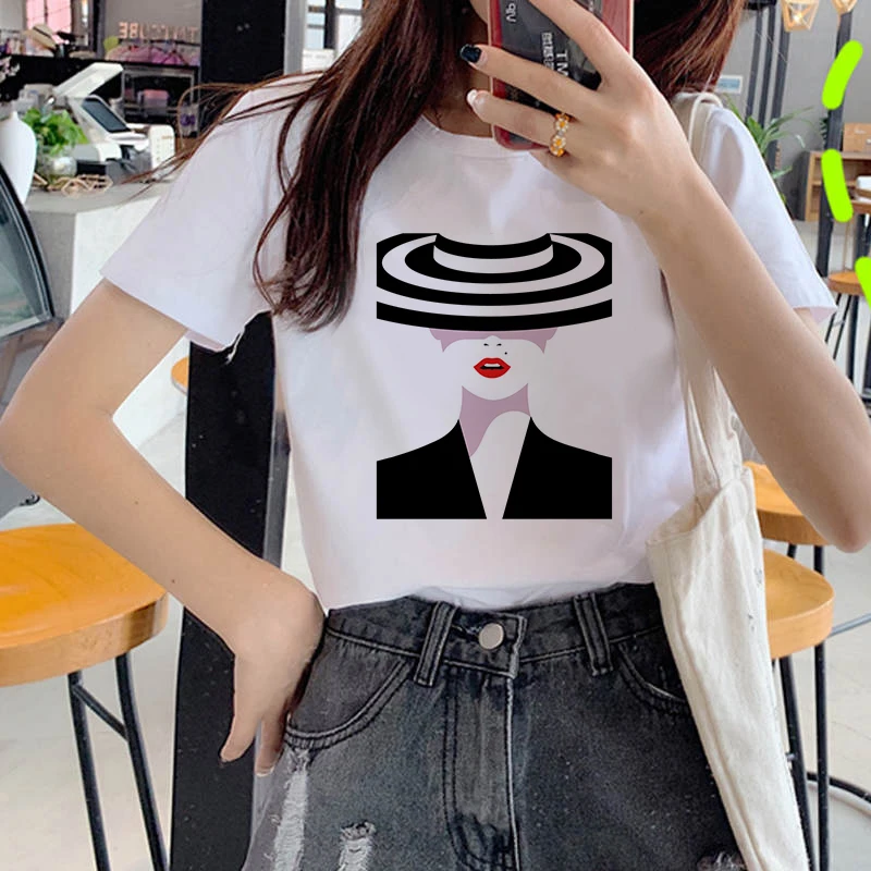 

Women VOGUE Beauty Elegant Posture Harajuku Streetwear Short Sleeve O-Neck Tops Tees Summer Fashion T Shirt Camisetas Mujer