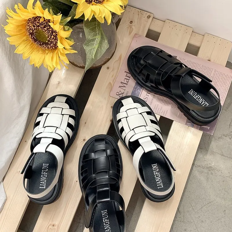 

Clogs With Heel Female Sandal Womens Wedges Shoes Lady 2021 All-Match Thick Girls Platform Beige Low New Comfort Fashion Summer