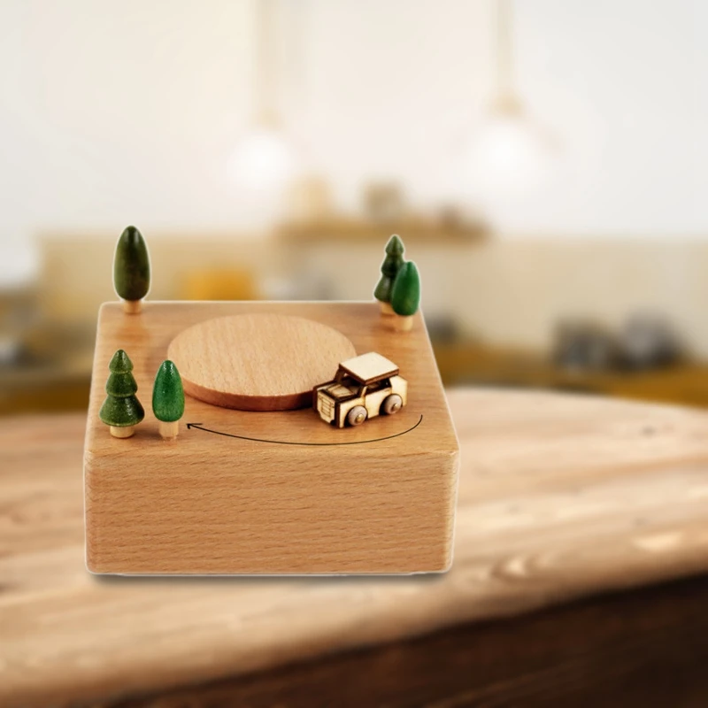 

Wooden Music Box Base DIY Creative Car Driving Rotation Decorative Ornaments Kids Christmas Gift