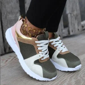 2021 Autumn Sneakers Women Casual Breathable Sport Shoes Lace Up Loafers Ladies White Sneakers Outdoor Walking Running Shoes New