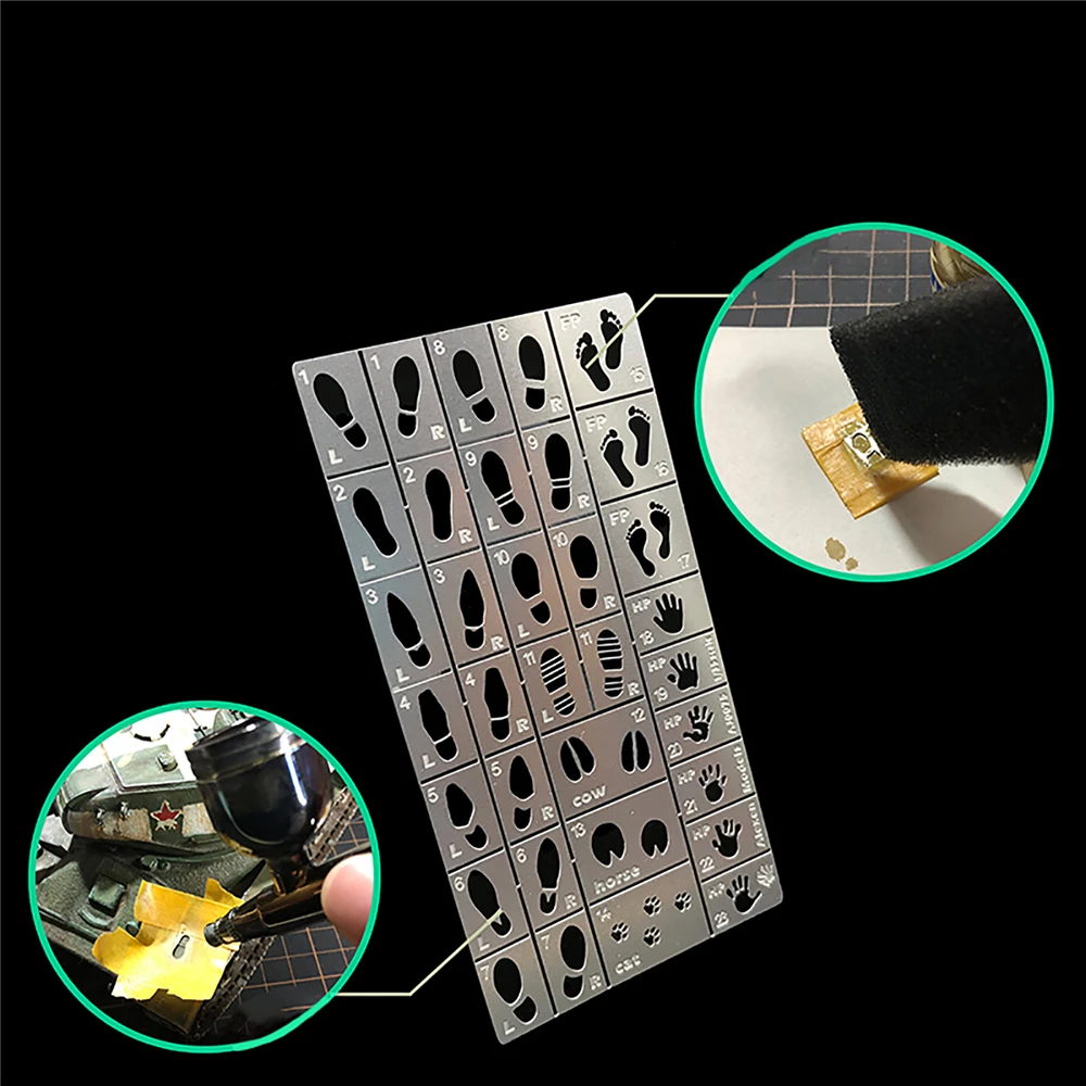 

Распылительная пластина 1/35 масштаб отпечаток руки трафарет пейзаж для Alexen AJ0075 модель аксессуары животный отпечаток