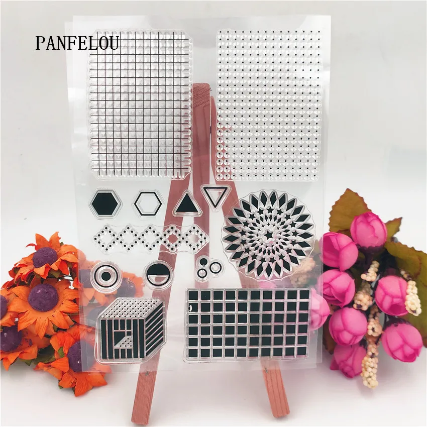 PANFELOU 11*16 см Геометрическая сетка прозрачный силиконовый прорезиненный прозрачный штамп мультфильм Скрапбукинг/DIY Рождественский свадебный альбом