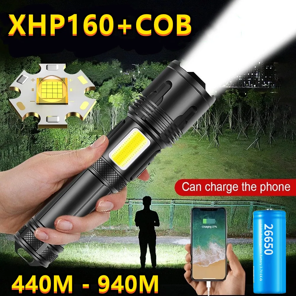 

Супер XHP160 16-ядерный COB мощный светодиодный фонарик XHP90 фонарик с USB Перезаряжаемый тактический фонарь 18650 26650 зум светодиодный фонарь