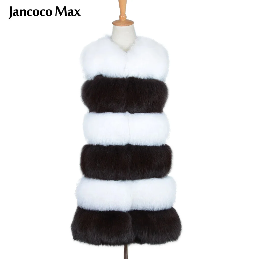 Жилет из натурального Лисьего меха женский жилет модный в полоску осенне зимний