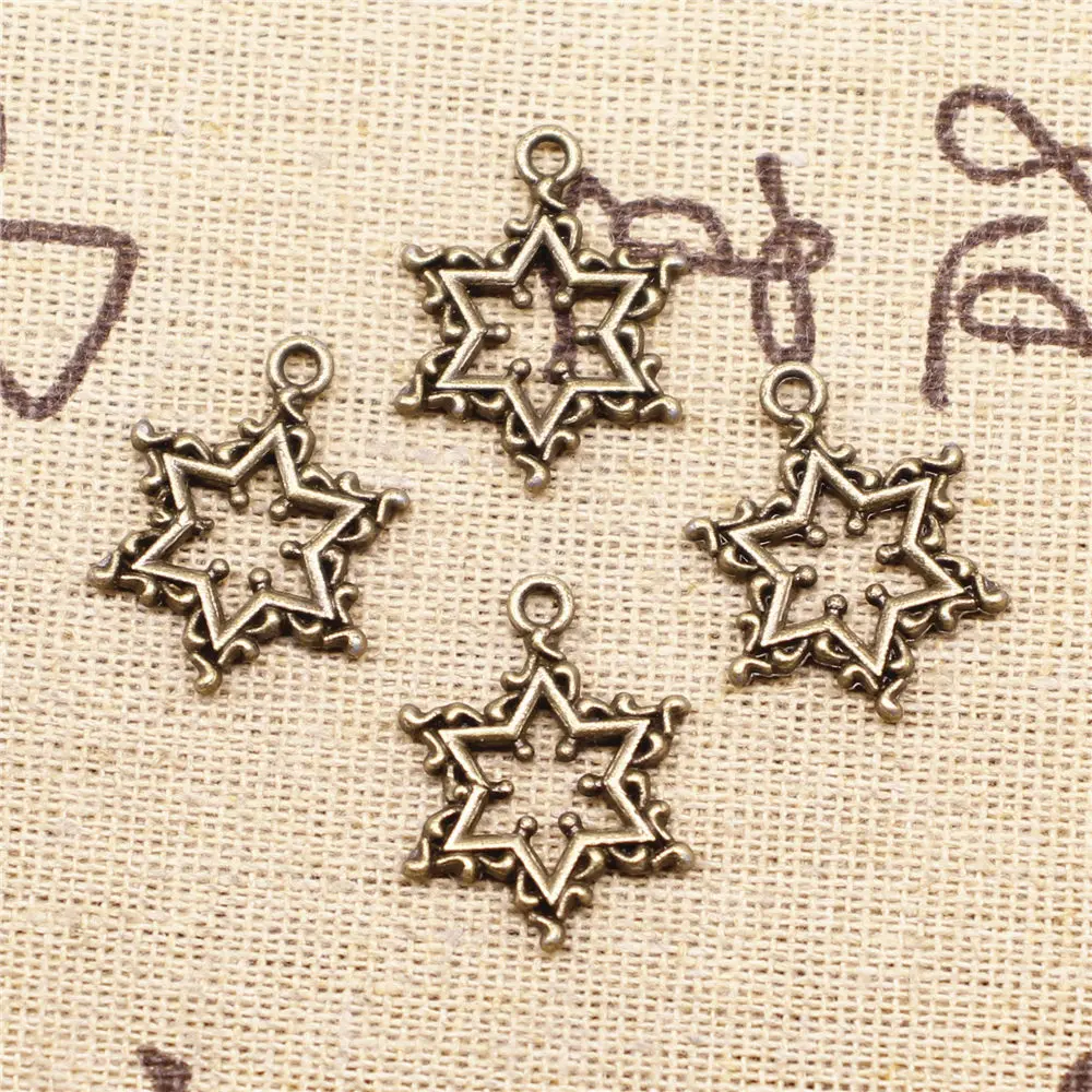 

Charm For Making Jewelry Pendants Antique Bronze Color Snowflake 22x16mm 10pcs