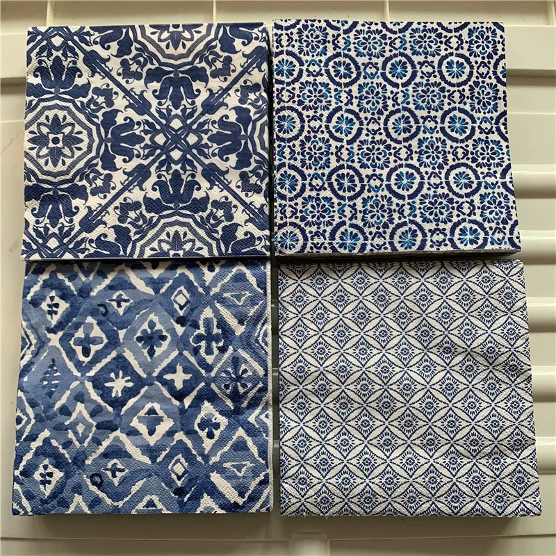 Декоративные салфетки для свадьбы дня рождения бумажные Элегантные в синюю