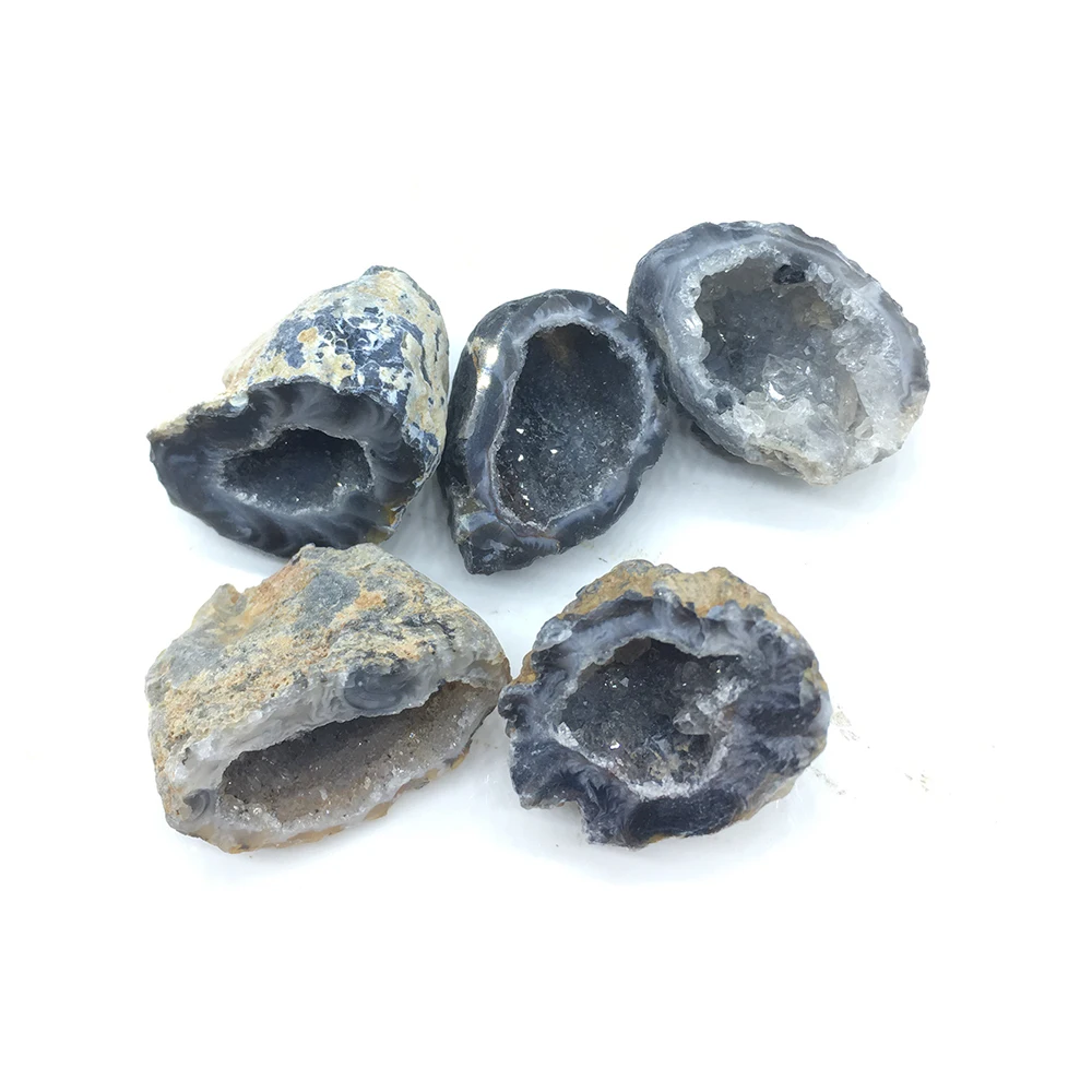 Случайный Природный Agate фрагмент жеоды Drusy Raw камень кварц Кристалл Cluster