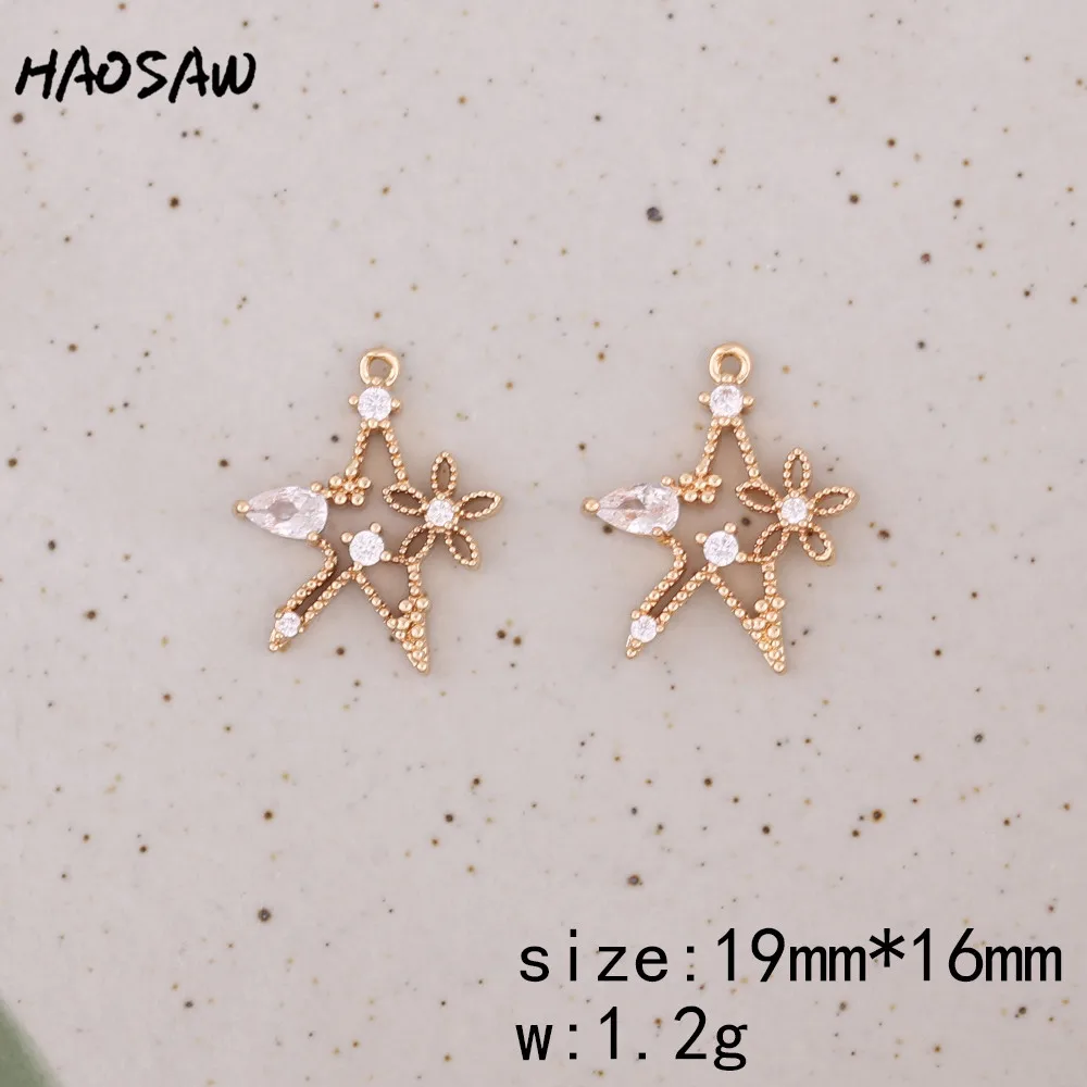 HAOSAW 4 шт./лот звезда/вспышка/Крест Дизайн/прозрачные кристаллы подвески/медные
