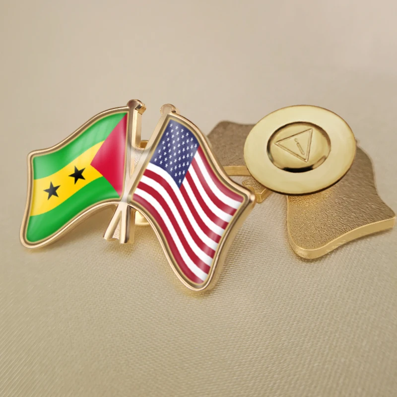 Соединенные Штаты Сан-Томе и Принсипи перекрестные двойной флаг дружбы значков