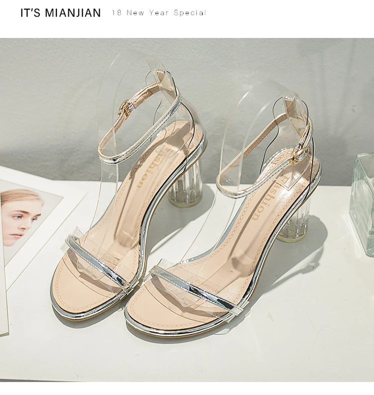 Прозрачные босоножки женская летняя модная удобная обувь Новинка 2020 года на