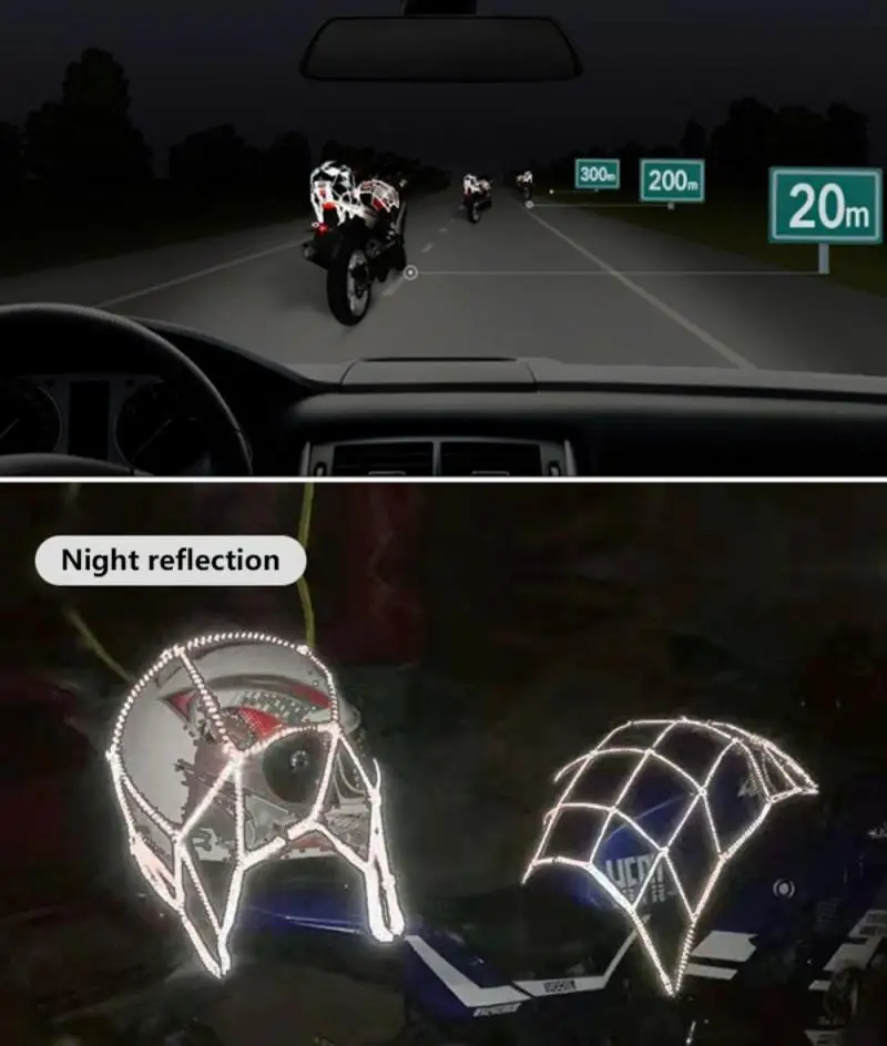 

Glow Heavy-Duty Elastic Motorcycle Luggage Net Helmet Holder Tank Mesh ATV Bike Cargo Bungee 6 Adjustable Hooks Universal New